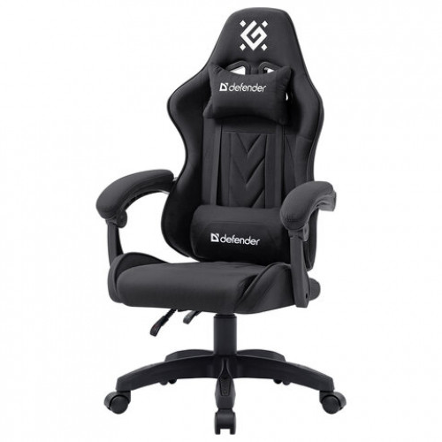 Кресло компьютерное DEFENDER Breeze, 2 подушки, ткань, черное, 64299