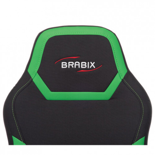 Кресло компьютерное BRABIX Alpha GM-018, ткань/экокожа, черное/зеленое, 532639, GM-018_532639