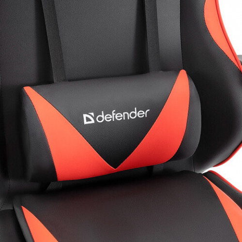 Кресло компьютерное DEFENDER Tornado, 2 подушки, подставка для ног, экокожа, черное/красное, ш/к 26722, 64057