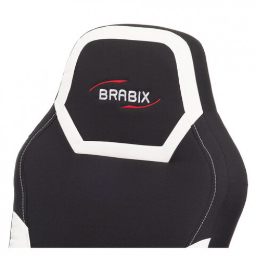 Кресло компьютерное BRABIX Alpha GM-018, ткань/экокожа, черное/белое, 532640, GM-018_532640