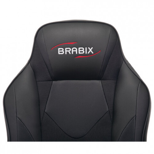 Кресло компьютерное BRABIX Game GM-017, экокожа/ткань, черное, 532641, GM-017_532641