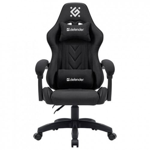 Кресло компьютерное DEFENDER Breeze, 2 подушки, ткань, черное, 64299