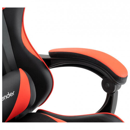 Кресло компьютерное DEFENDER Tornado, 2 подушки, подставка для ног, экокожа, черное/красное, ш/к 26722, 64057