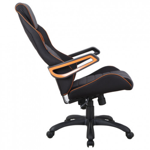 Кресло компьютерное BRABIX Techno Pro GM-003, ткань, черное/серое, вставки оранжевые, 531813