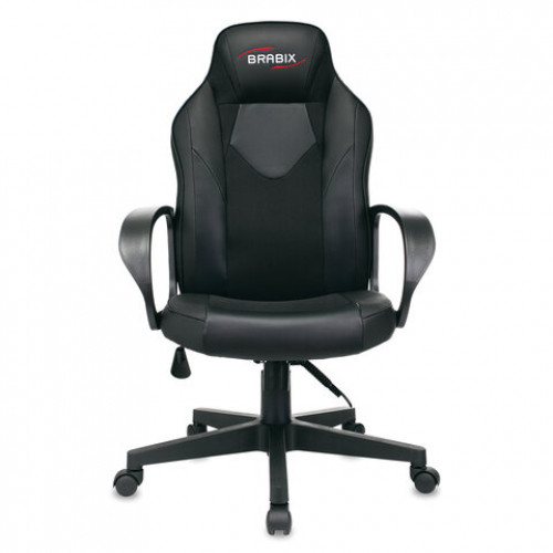 Кресло компьютерное BRABIX Game GM-017, экокожа/ткань, черное, 532641, GM-017_532641