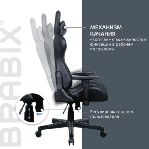 Кресло компьютерное BRABIX GT Carbon GM-115, две подушки, экокожа, черное, 531932