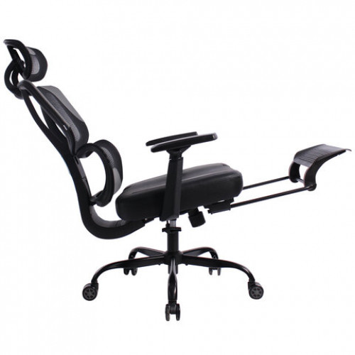 Кресло BRABIX PREMIUM Venom GM-530, подножка, синхромеханизм, экокожа/сетка, черное/серое, 532951