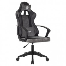 Кресло компьютерное BRABIX Forcer GM-127, 2 подушки, экокожа/велюр, черное/серое, 533216