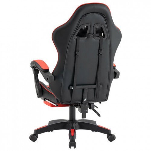 Кресло компьютерное DEFENDER Tornado, 2 подушки, подставка для ног, экокожа, черное/красное, ш/к 26722, 64057