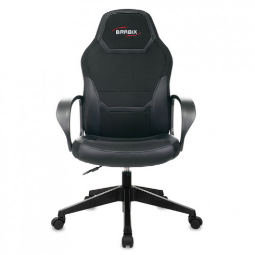 Кресло компьютерное BRABIX Alpha GM-018, ткань/экокожа, черное, 532636, GM-018_532636