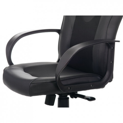 Кресло компьютерное BRABIX Game GM-017, экокожа/ткань, черное, 532641, GM-017_532641