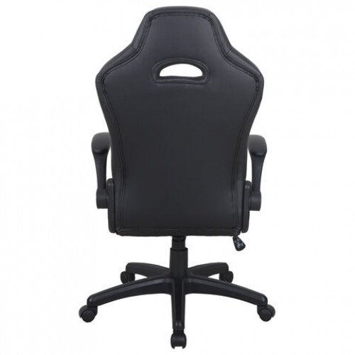 Кресло компьютерное BRABIX Skill GM-005, откидные подлокотники, экокожа, черное/белое