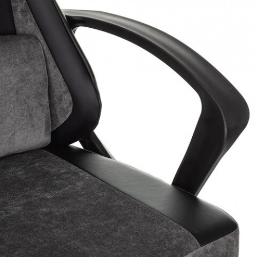 Кресло компьютерное BRABIX Forcer GM-127, 2 подушки, экокожа/велюр, черное/серое, 533216