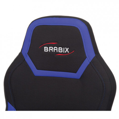 Кресло компьютерное BRABIX Alpha GM-018, ткань/экокожа, черное/синее, 532638, GM-018_532638