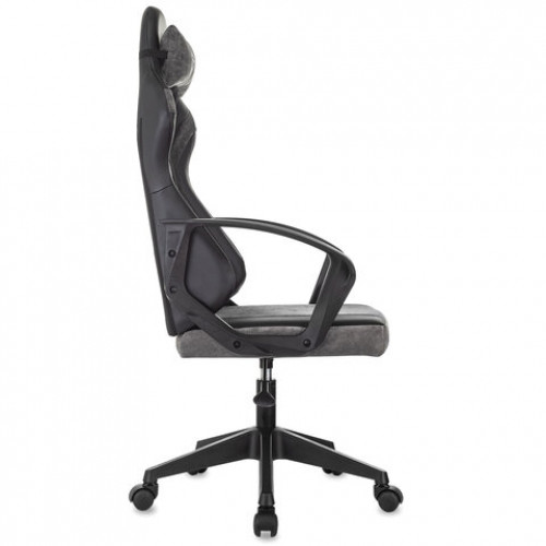 Кресло компьютерное BRABIX Forcer GM-127, 2 подушки, экокожа/велюр, черное/серое, 533216