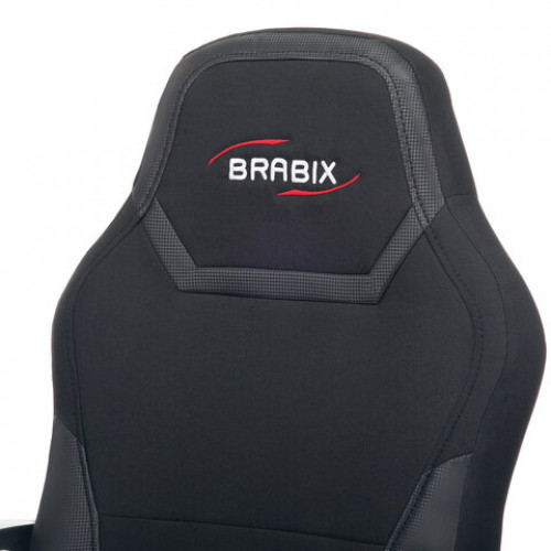 Кресло компьютерное BRABIX Alpha GM-018, ткань/экокожа, черное, 532636, GM-018_532636
