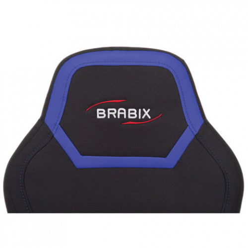 Кресло компьютерное BRABIX Alpha GM-018, ткань/экокожа, черное/синее, 532638, GM-018_532638