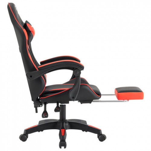 Кресло компьютерное DEFENDER Tornado, 2 подушки, подставка для ног, экокожа, черное/красное, ш/к 26722, 64057