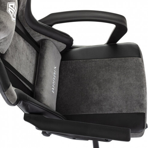 Кресло компьютерное BRABIX Forcer GM-127, 2 подушки, экокожа/велюр, черное/серое, 533216