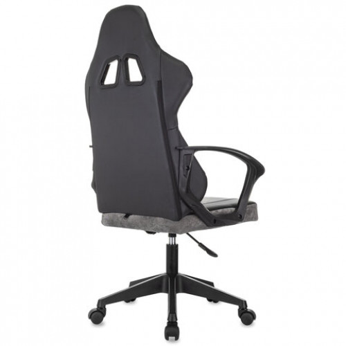 Кресло компьютерное BRABIX Forcer GM-127, 2 подушки, экокожа/велюр, черное/серое, 533216