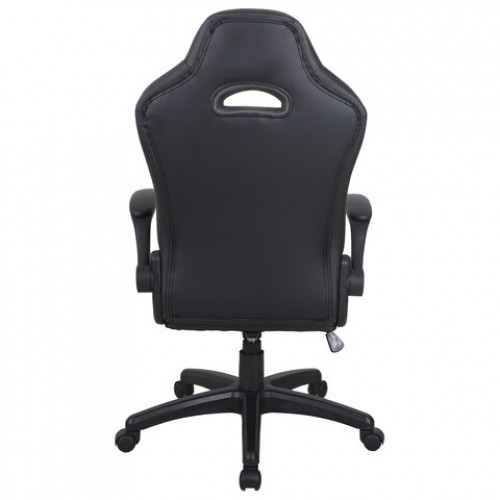 Кресло компьютерное BRABIX Skill GM-005, откидные подлокотники, экокожа, черное/оранж