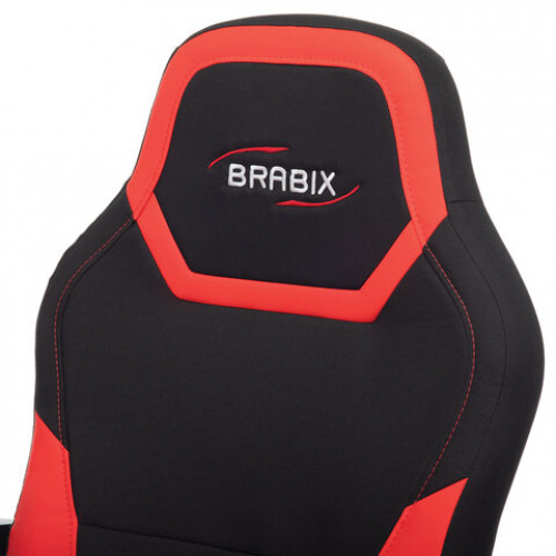 Кресло компьютерное BRABIX Alpha GM-018, ткань/экокожа, черное/красное, 532637, GM-018_532637