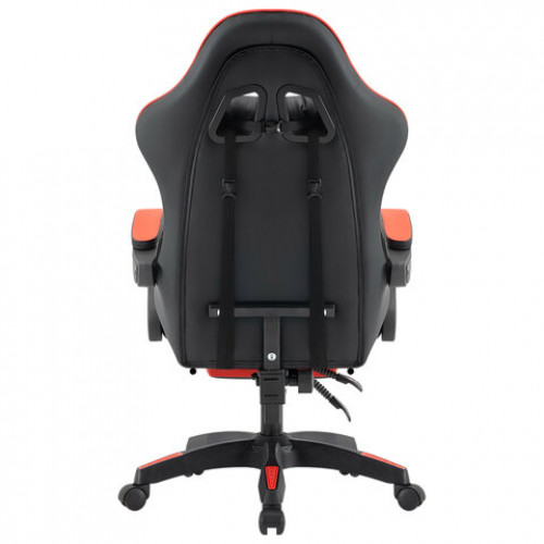 Кресло компьютерное DEFENDER Tornado, 2 подушки, подставка для ног, экокожа, черное/красное, ш/к 26722, 64057