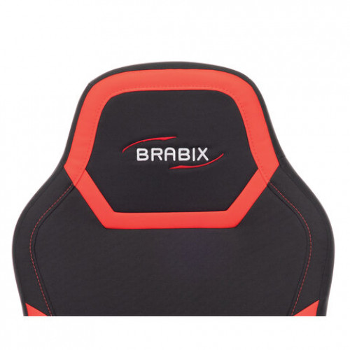 Кресло компьютерное BRABIX Alpha GM-018, ткань/экокожа, черное/красное, 532637, GM-018_532637