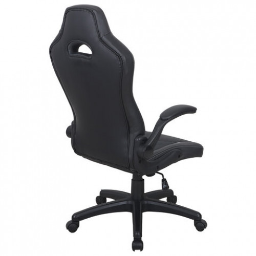 Кресло компьютерное BRABIX Skill GM-005, откидные подлокотники, экокожа, черное/белое