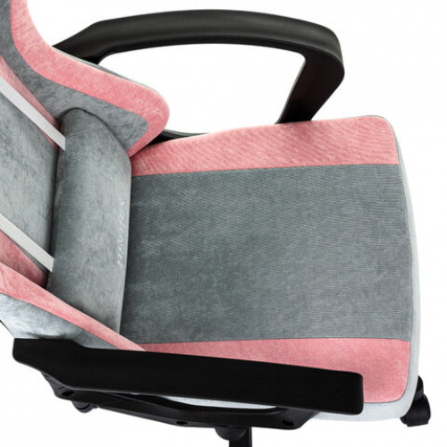Кресло компьютерное BRABIX Forcer GM-127, 2 подушки, ткань, розовое/серое, 533215
