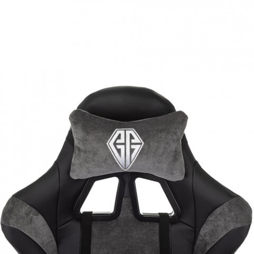 Кресло компьютерное BRABIX Forcer GM-127, 2 подушки, экокожа/велюр, черное/серое, 533216