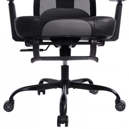 Кресло BRABIX PREMIUM Venom GM-530, подножка, синхромеханизм, экокожа/сетка, черное/серое, 532951
