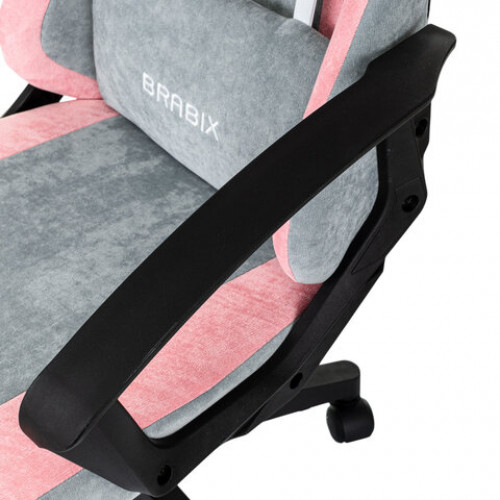 Кресло компьютерное BRABIX Forcer GM-127, 2 подушки, ткань, розовое/серое, 533215