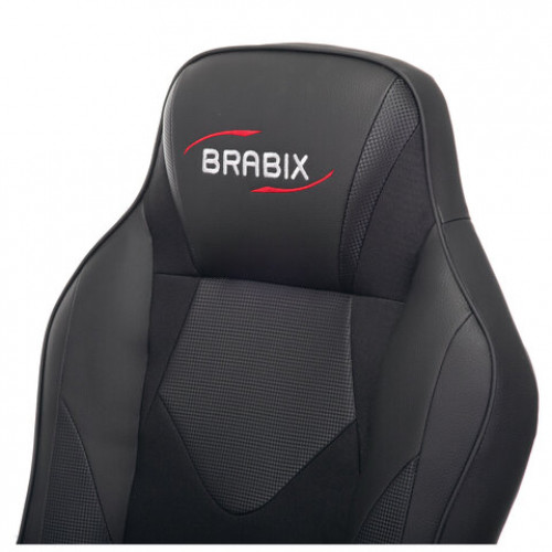 Кресло компьютерное BRABIX Game GM-017, экокожа/ткань, черное, 532641, GM-017_532641