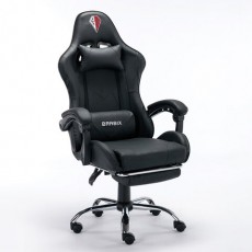 Кресло компьютерное BRABIX Dexter GM-135, подножка, две подушки, экокожа, черное, 532800