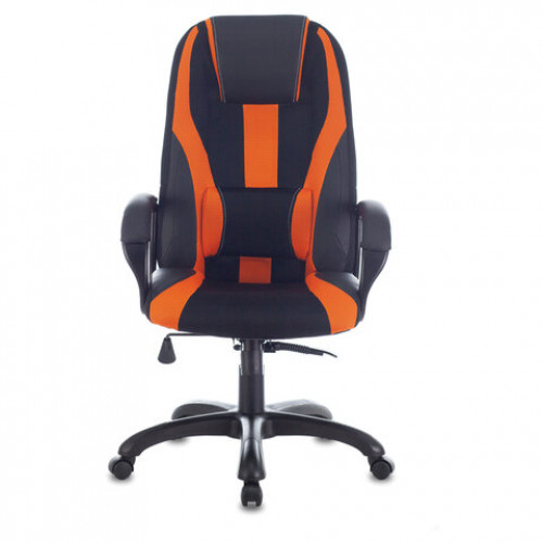 Кресло компьютерное BRABIX PREMIUM Rapid GM-102, НАГРУЗКА 180 кг, экокожа/ткань, черно/оранжевое, 532420, GM-102_532420