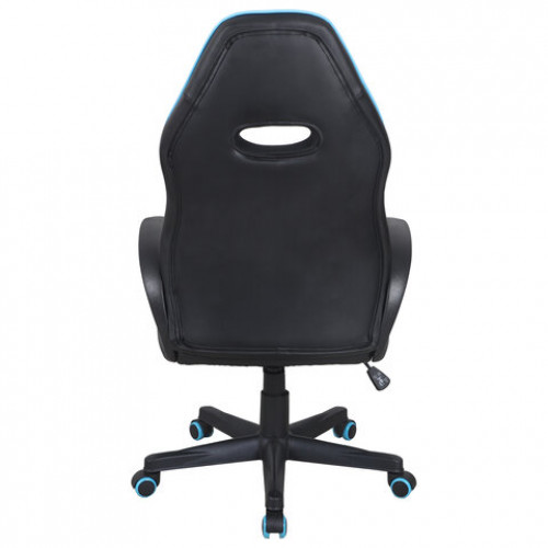 Кресло компьютерное BRABIX Flame GM-004, экокожа, черное/голубое, 532498