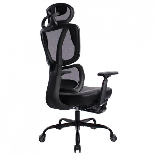 Кресло BRABIX PREMIUM Venom GM-530, подножка, синхромеханизм, экокожа/сетка, черное/серое, 532951