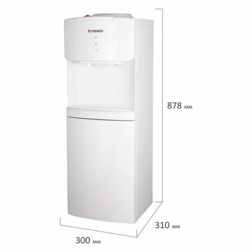 Кулер водораздатчик БЕЗ НАГРЕВА И ОХЛАЖДЕНИЯ, SONNEN FS-02N, напольный, 2 крана, белый, 454995