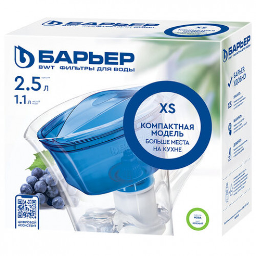 Кувшин-фильтр для очистки воды БАРЬЕР Нова, 2,5 л, со сменной кассетой, зеленый, В4, В442Р00