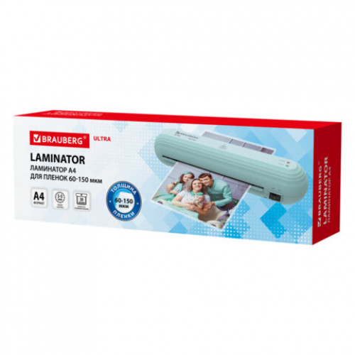 Ламинатор BRAUBERG ULTRA PM235M, МЯТНЫЙ, формат A4, толщина пленки 60-150 мкм, скорость 30 см/мин, 532185