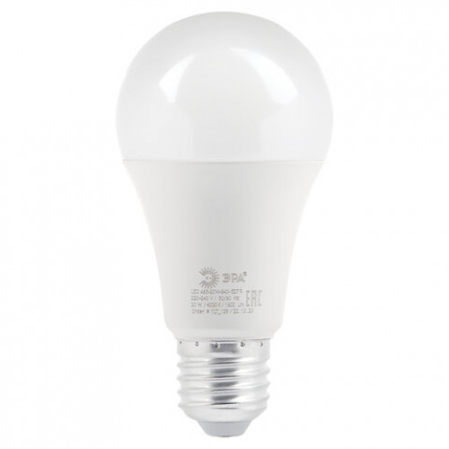 Лампа светодиодная ЭРА, 20(150)Вт, цоколь Е27, груша, нейтральный белый, 25000 ч, LED A65-20W-4000-E27, Б0049637