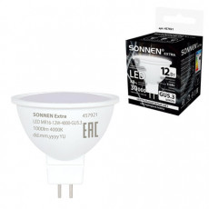 Лампа светодиодная SONNEN EXTRA, 12 (110) Вт, GU5.3, софит, нейтральный белый, 30000 ч, LED MR16-GU5.3-12W-4000, 457921