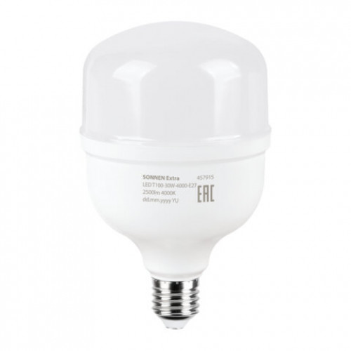 Лампа светодиодная SONNEN EXTRA, 30 (250) Вт, Е27, цилиндр, нейтральный белый, 30000 ч, LED Т100-30W-4000-Е27, 457915
