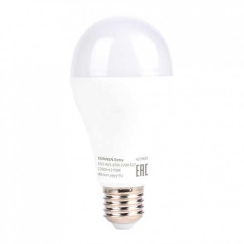 Лампа светодиодная SONNEN EXTRA, 25 (200) Вт, Е27, груша, теплый белый, 30000 часов, LED A65-25W-2700-Е27, 457900