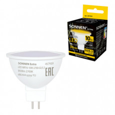 Лампа светодиодная SONNEN EXTRA, 10 (90) Вт, GU5.3, софит, теплый белый, 30000 ч, LED MR16-GU5.3-10W-2700, 457920