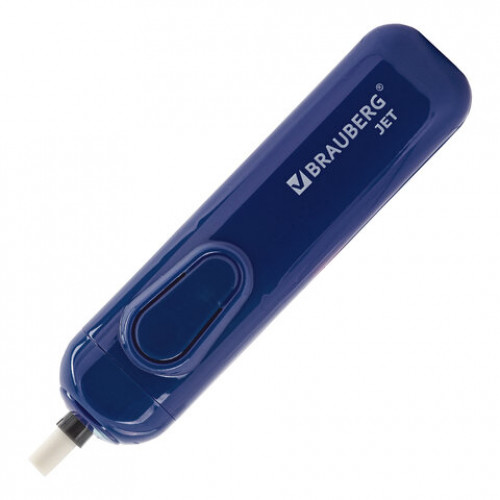 Ластик электрический BRAUBERG JET, питание от 2 батареек ААА, 8 сменных ластиков, синий, 229616
