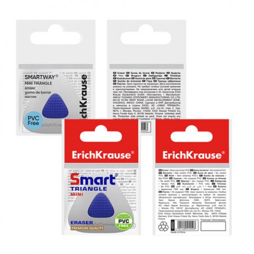 Ластик ERICH KRAUSE SmartWay Mini Triangle, 37х35х9 мм, белый, треугольный, пластиковый держатель, 45552