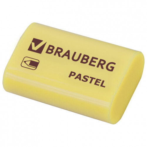 Ластик BRAUBERG Pastel, 37х24х11мм, ассорти пастельных цветов, экологичный ПВХ, 229582