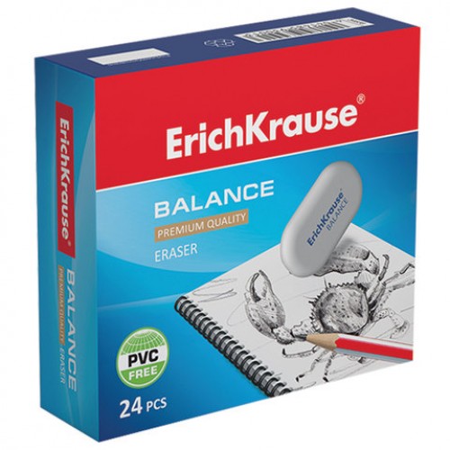 Ластик ERICH KRAUSE Balance, 50x23x9 мм, белый, овальный, 34638